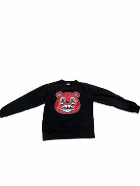 BAWS Angry Bear Graphic Crewneck Sweatshirt Black Size Medium USA Made